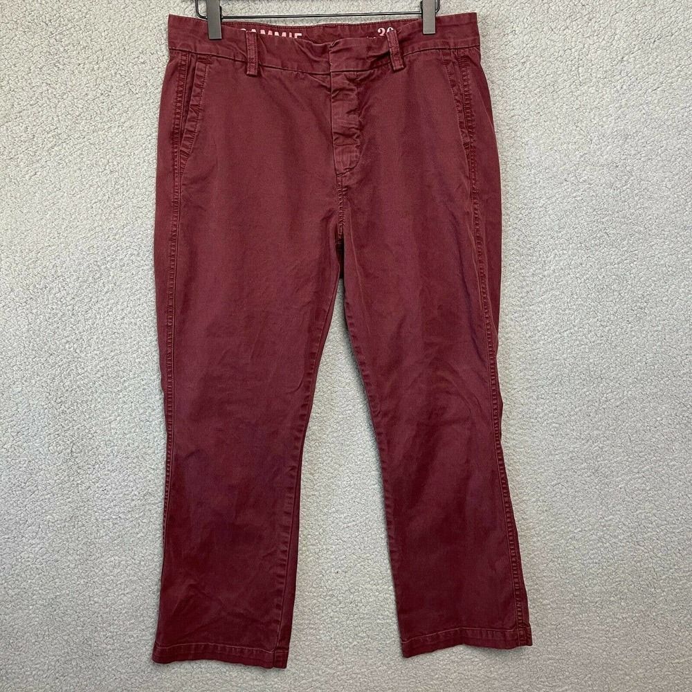 J Crew Straight Leg Pants Womens Size 30 Sammie Maroon Burgundy Mid Rise